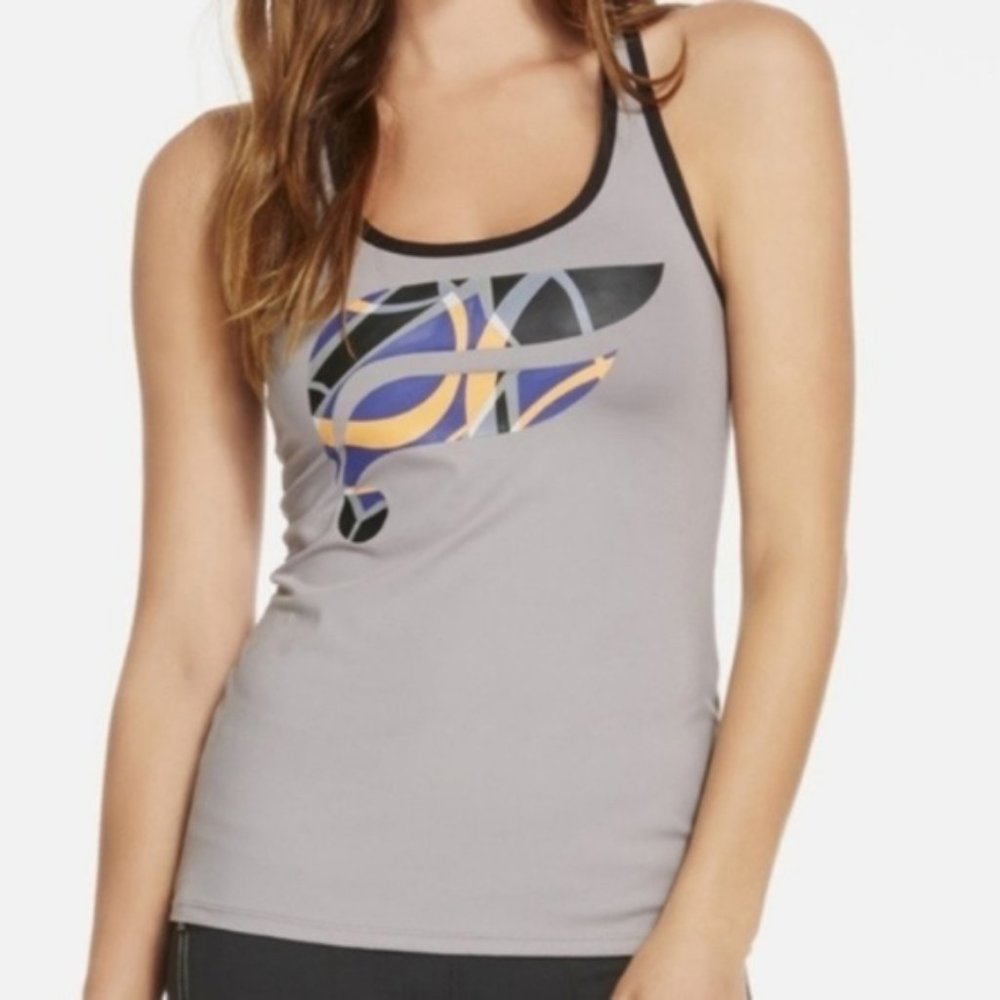 Fabletics Gray Eiffel Logo Racerback Tank Top XL